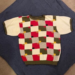Retro Pattern Sweater Tee - Colorblock 80s/90s